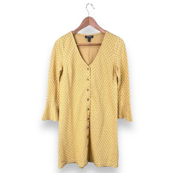 Modcloth On the Sunny Side Up Yellow Knit Mini Dress with Bell Sleeves Women's S - Picture 1 of 8